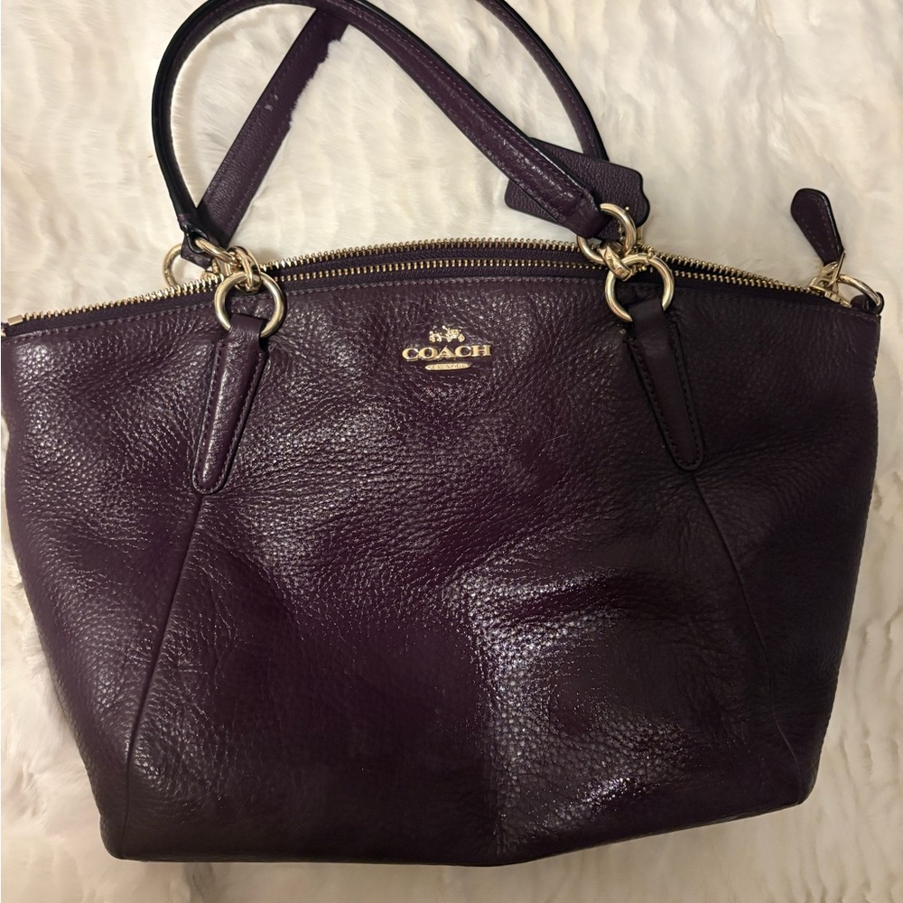 Coach Dark Purple Leather Tote Bag
